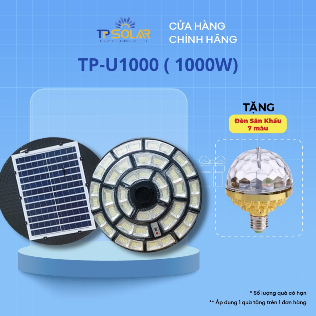 Đèn Sân Vườn Năng Lượng Mặt Trời UFO TP Solar TP-U1000 Công Suất Lớn 1000W  Chiếu Sáng 360 Độ, Chống Nước IP67