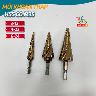 Mũi khoan khoét tháp bước hss co m35 phủ coban titanium chuôi lục giác