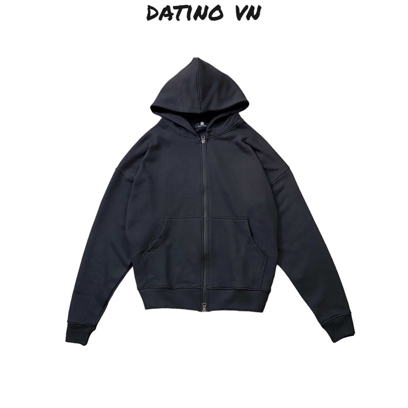 Áo jacket hoodie khóa zipper 2 chiều DATINO 100% Cotton thun da cá dày dặn form Streetwear, không xù
