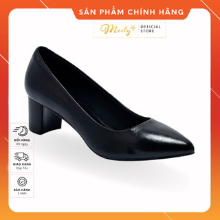 Giày Cao Gót Mũi Nhọn 5cm Merly 1270 Da Microfiber Siêu Mềm, Giày Bít Mũi Nữ Đế Vuông, Giày Công Sở Nữ Êm Chân, Giày Nữ