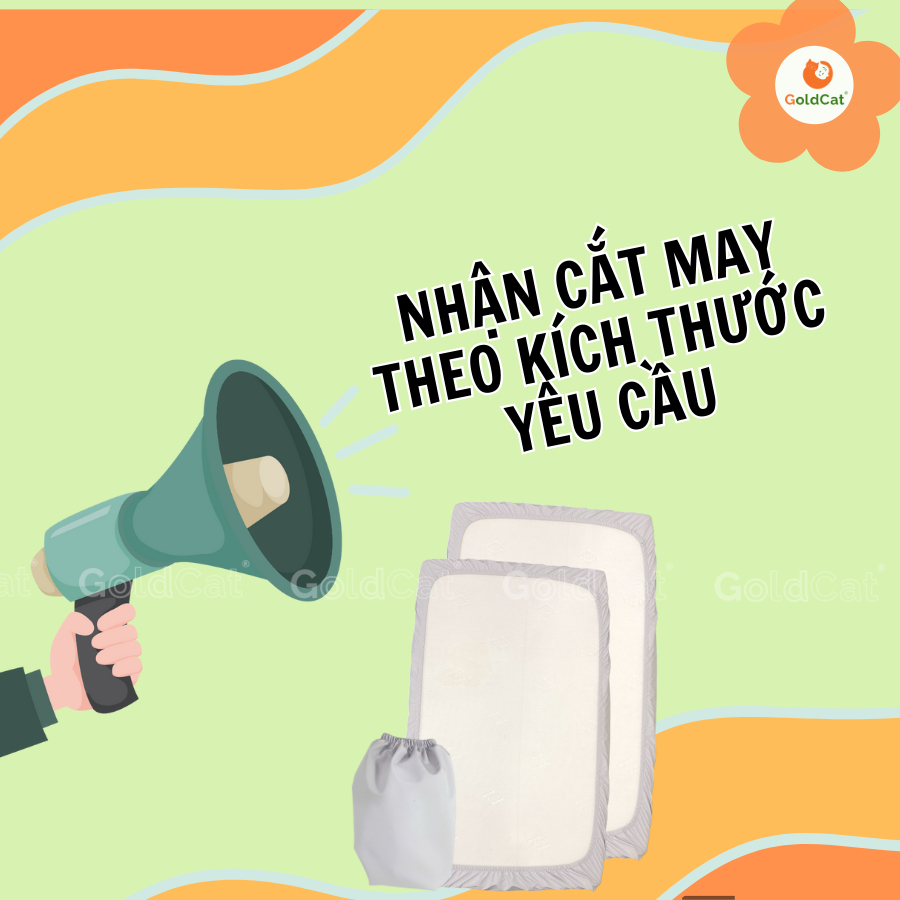 Ga Chống Thấm Cho Bé GOLDCAT 2 Lớp Cao Cấp, Mặt Vải Cotton Siêu Mềm, Giúp Ngăn Ẩm Ướt, Hôi Mốc.