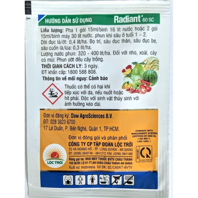 A10 Thuốc Radiant 60SC  chuyên trừ sâu, bọ