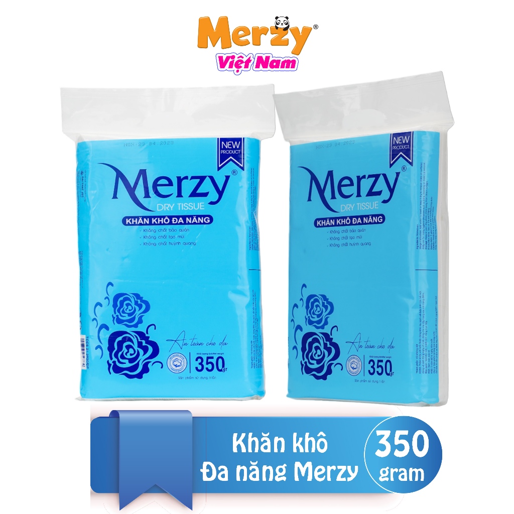 Khăn khô đa năng cho bé Merzy diệt khuẩn tia cực tím dùng thay khăn sữa cho bé 350 Gram Kích Thước 14x19 Cm