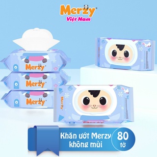 Khăn Ướt Trẻ Em MERZY Dịu Nhẹ Kháng Khuẩn KHÔNG MÙI HƯƠNG 80 Tờ