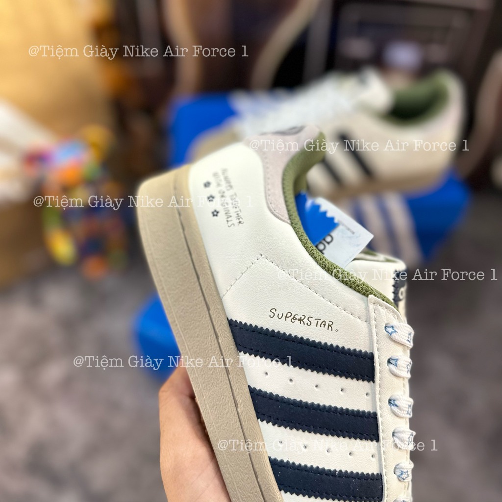 Giày Thể Thao Adidas x Nagaba Superstar Crem,Sò Xanh Cốm Mới