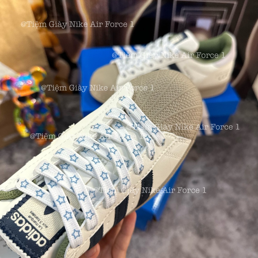 Giày Thể Thao Adidas x Nagaba Superstar Crem,Sò Xanh Cốm Mới