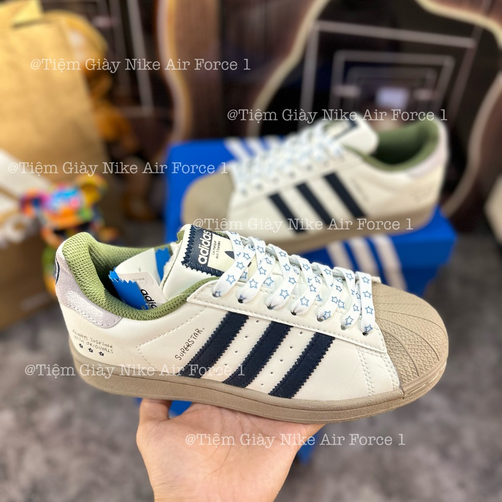 Giày Thể Thao Adidas x Nagaba Superstar Crem,Sò Xanh Cốm Mới