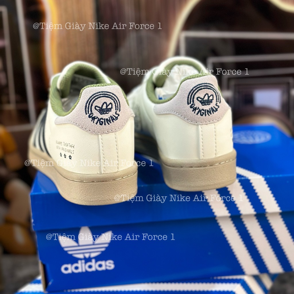 Giày Thể Thao Adidas x Nagaba Superstar Crem,Sò Xanh Cốm Mới