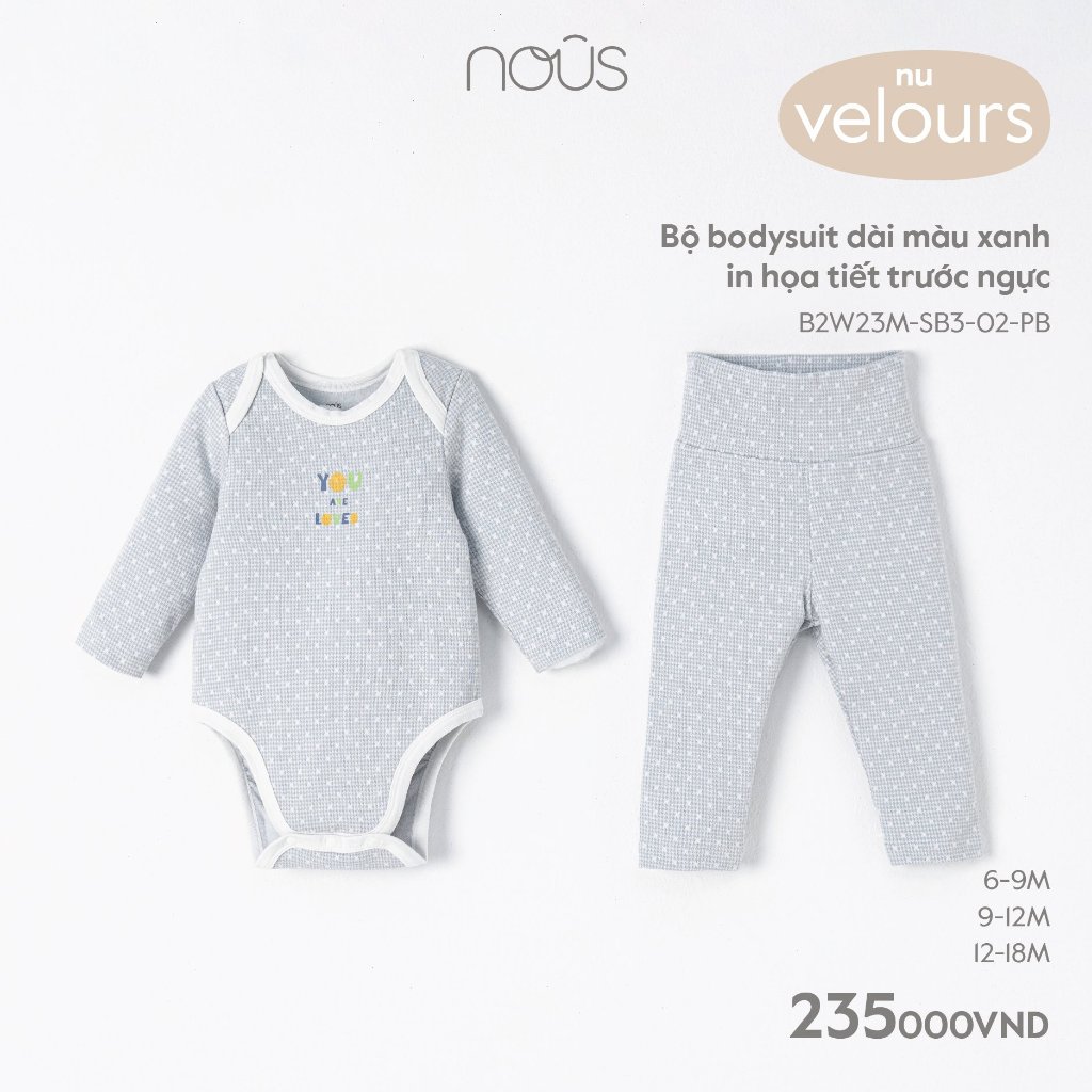 Bộ áo quần bodysuit dài tay Nous cho bé