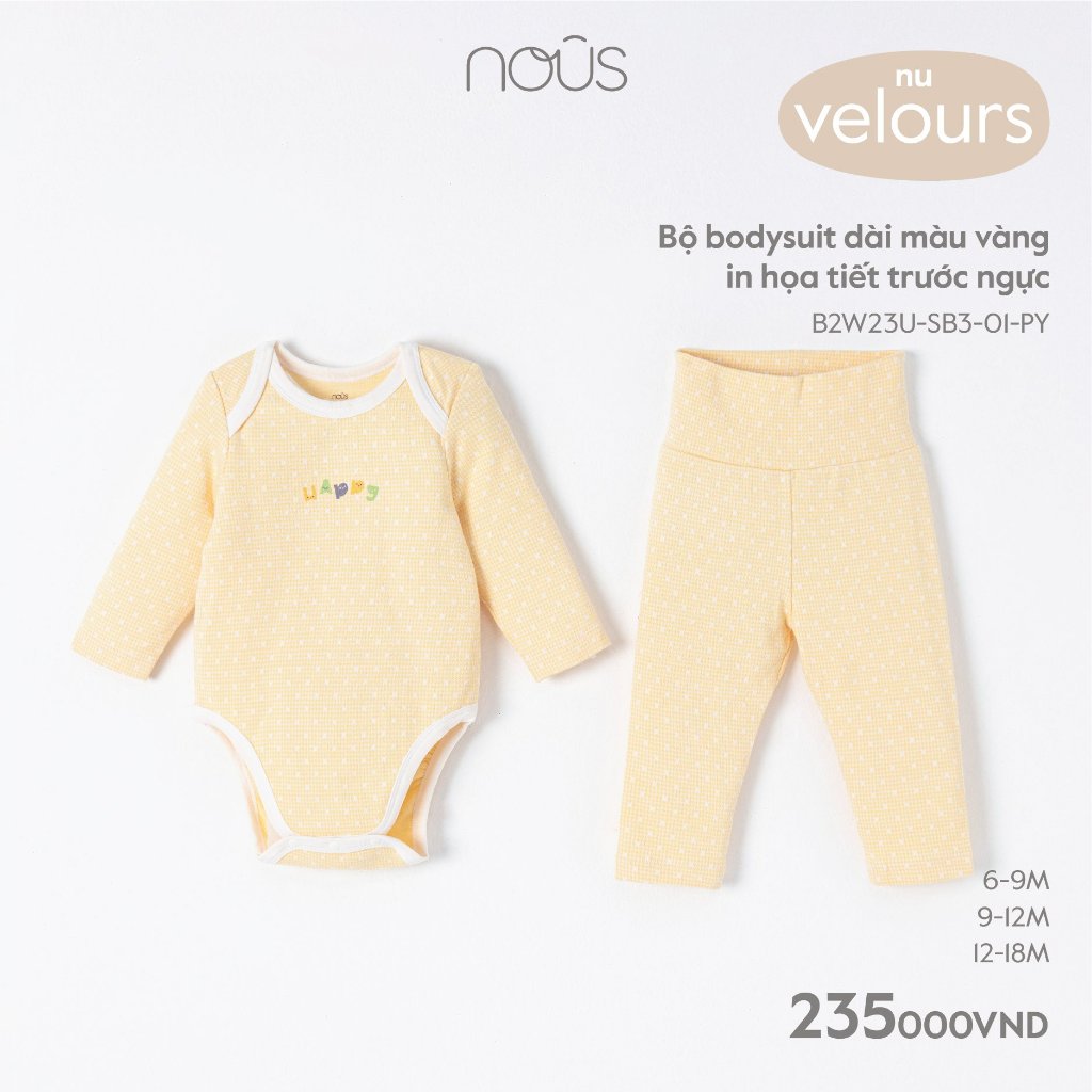 Bộ áo quần bodysuit dài tay Nous cho bé