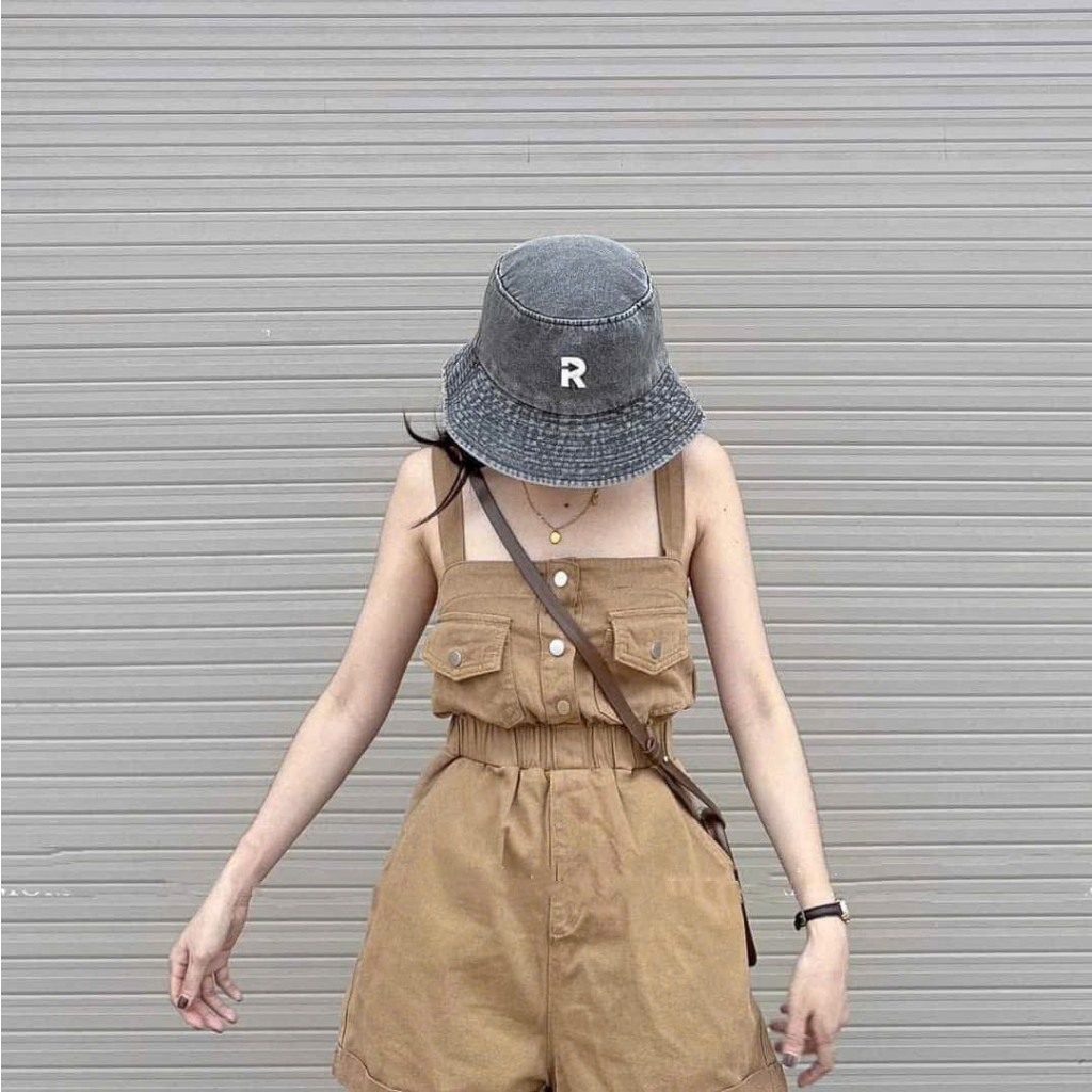 Jum yếm bẳn gấu 2 dây họa tiết túi hộp đính nút nhún eo với 3 tone màu xinh xắn, dễ thương cho các tình yêu đi chơi