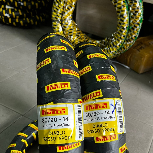 (80/80-14 & 80/90-14) Cặp vỏ Pirelli Diablo Rosso Sport 80/80-14 M/C 43S TL và 80/90-14 M/C 40S TL