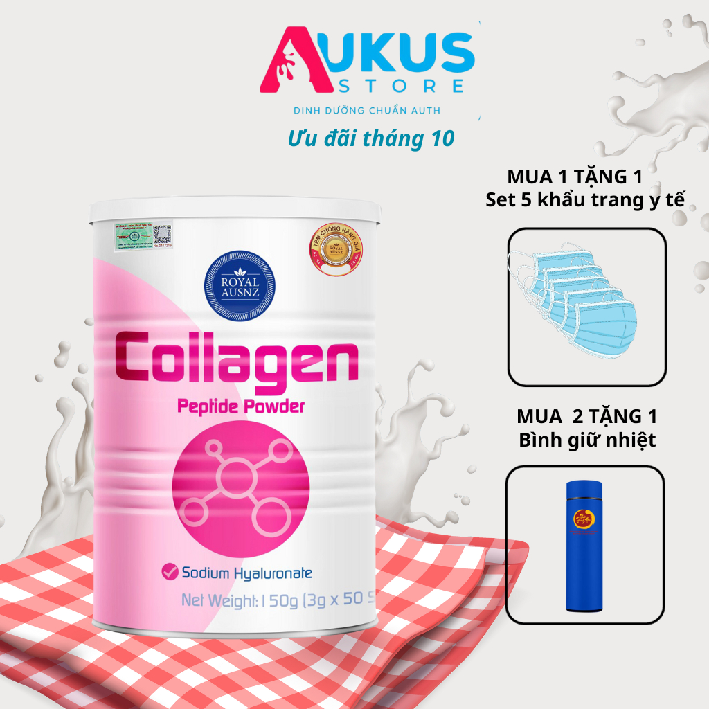 Sữa Bột Hoàng Gia Bổ Sung Collagen Thuỷ Phân ROYAL AUSNZ COLLAGEN Ngừa Lão Hoá Da, Mờ Nếp Nhăn, Cho Da Săn Chắc