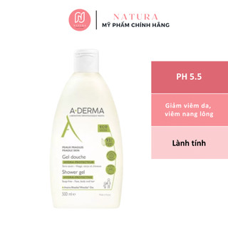 Sữa tắm A-Derma ngăn mụn lưng, giảm lỗ chân lông 500ml cho mặt, toàn thân & gội đầu dành cho trẻ em và người lớn aderma