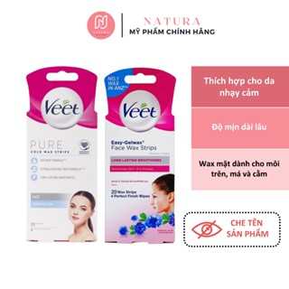 Wax Veet miếng dán tẩy lông mặt và ria mép veet easy-gelwax face/ pure cold wax strips face sensitive skin 20 miếng