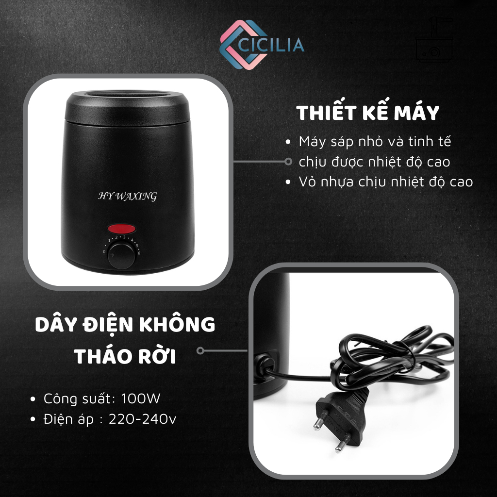 Nồi Chống Dính Nấu Sáp Wax Lông Prowax200 Mini, Siêu Gọn Nhẹ CICILIA 1013
