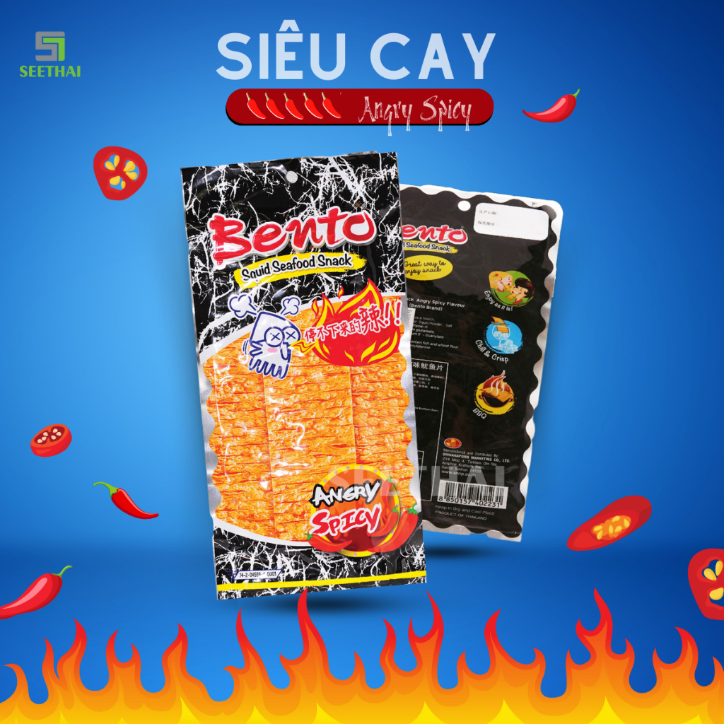 Mực BENTO Thái Lan cay nồng 18gr 20gr snack ăn vặt