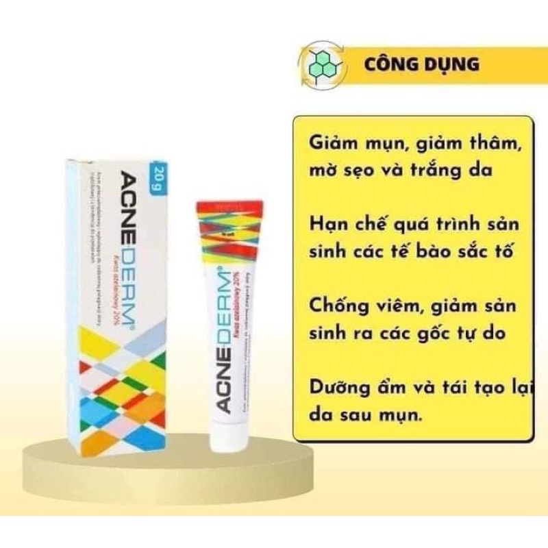 Kem Acnederm Azelaic Aicd 20% làm trắng sáng da, giảm mụn 20g chính hãng / Acne Derm
