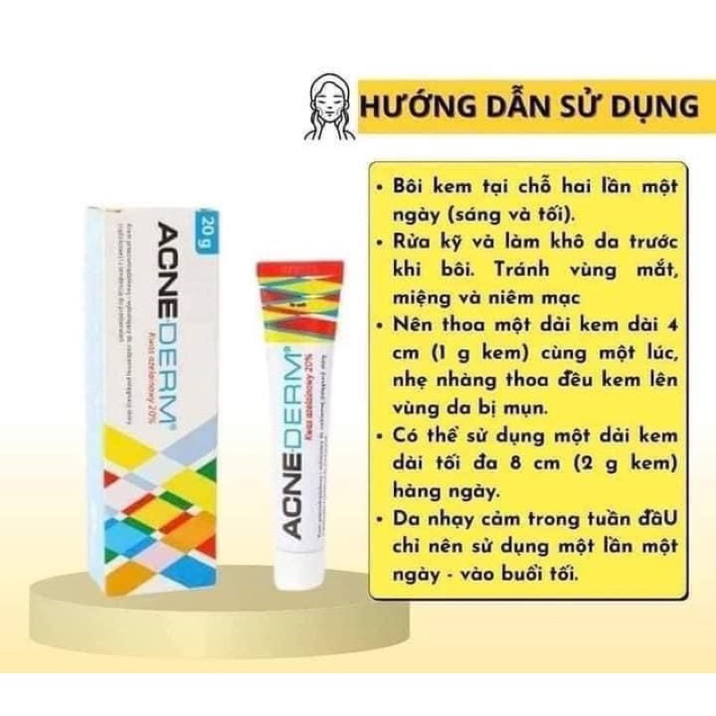 Kem Acnederm Azelaic Aicd 20% làm trắng sáng da, giảm mụn 20g chính hãng / Acne Derm