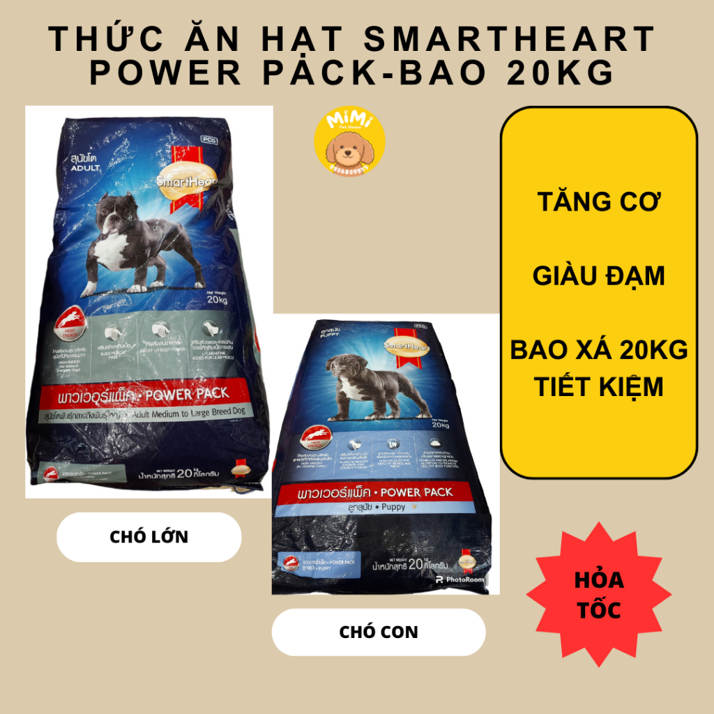 Hạt cho chó thường xuyên vận động, tăng khối cơ - Smartheart Power Pack Puppy/Adult