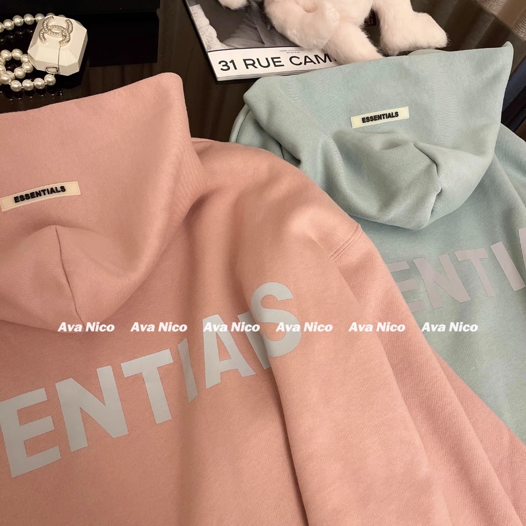 Áo hoodie Essential form rộng mũ 2 lớp tay phồng chất nỉ lông cáo 100%cotton premium mẫu in phản quang