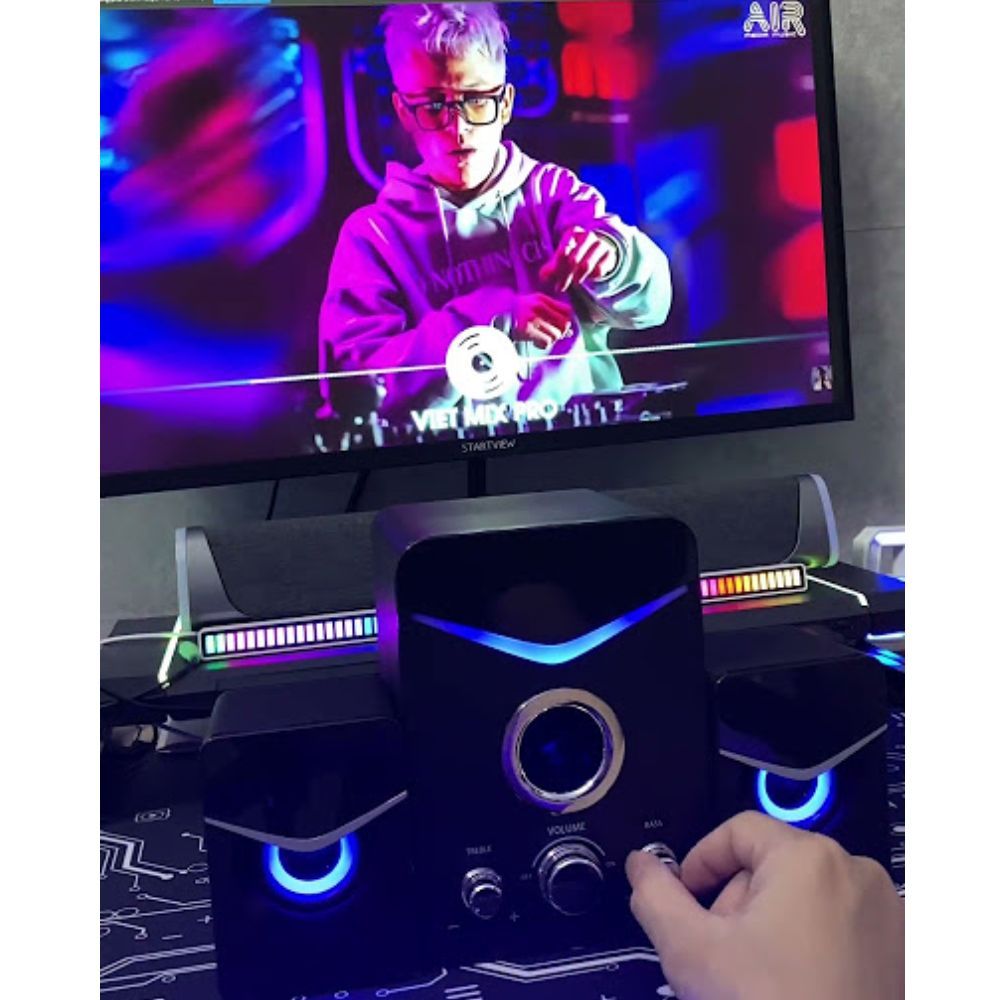 Loa vi tính để bàn CS20 bluetooth MC D221 SUPER BASS cực đã, có LED, dòng loa máy tính cao cấp cho laptop, pc, đt