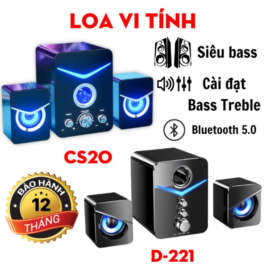 Loa vi tính để bàn CS20 bluetooth MC D221 SUPER BASS cực đã, có LED, dòng loa máy tính cao cấp cho laptop, pc, đt