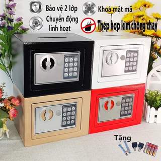 Két sắt mini thông minh hiện đại, két đựng tiền cá nhân có vít gắn tường bảo mật bằng khóa số điện tử