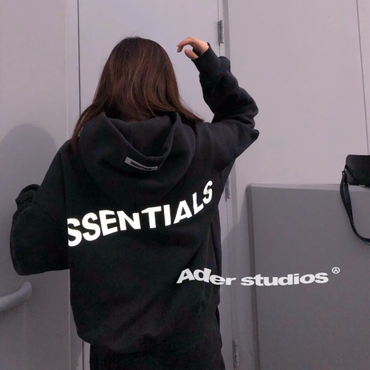 Áo hoodie Essential form rộng mũ 2 lớp tay phồng chất nỉ lông cáo 100%cotton premium mẫu in phản quang