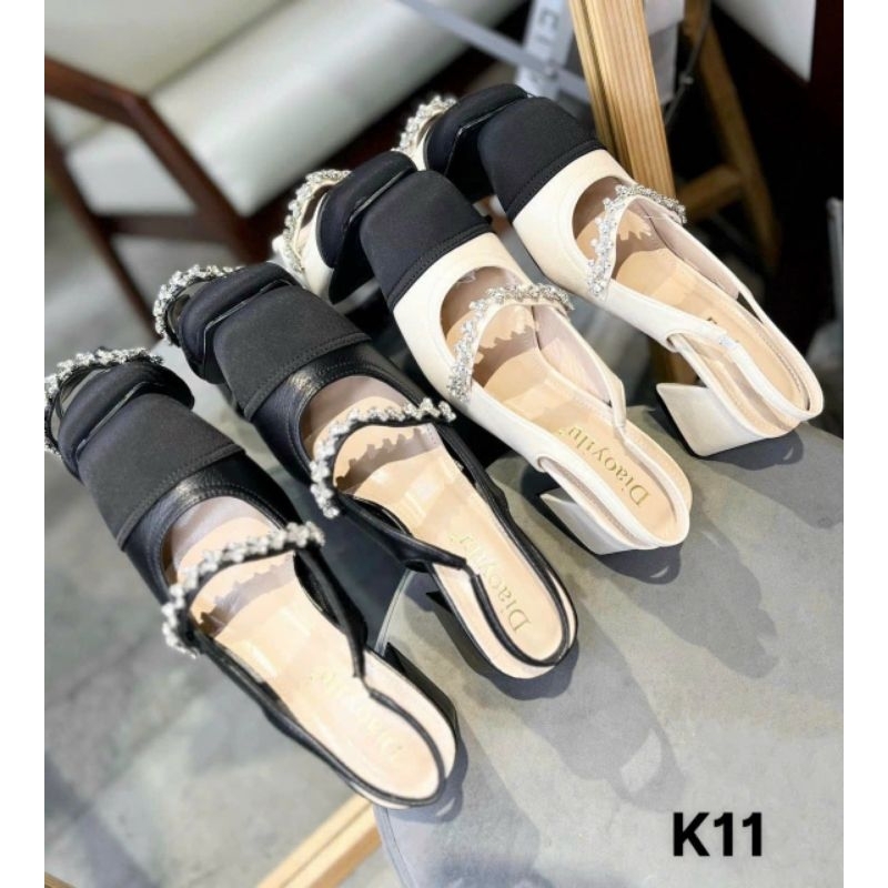 Giày hở mũi xích ngọc hở gót 5 phân siêu tiểu thư hàng vnxk