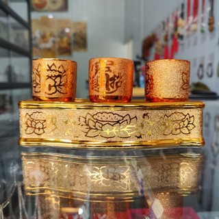 Bộ áng 3 ly nước thờ cúng kim sa vàng