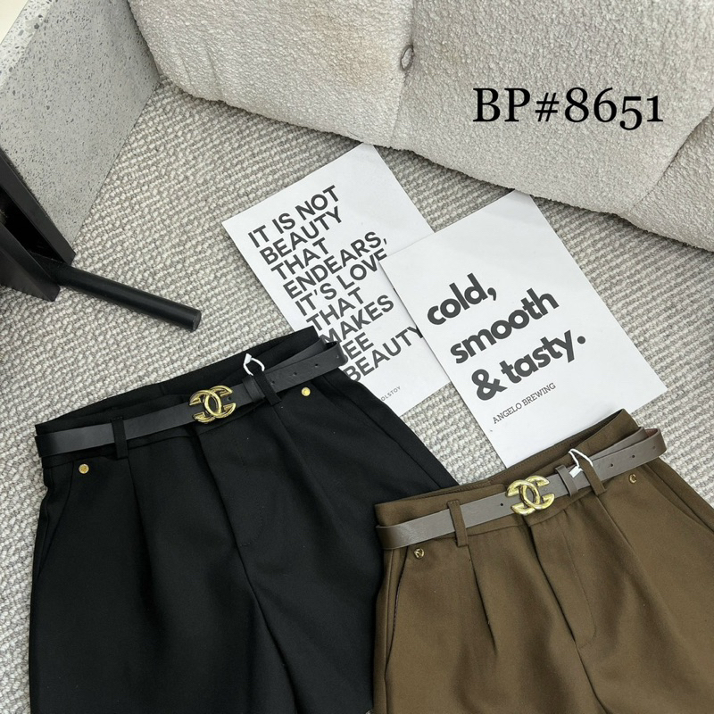 Quần đùi dạ kèm đai QC