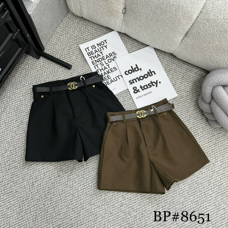 Quần đùi dạ kèm đai QC