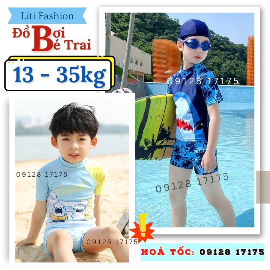 Hoả Tốc Đồ bơi cho bé trai TẶNG KÈM MŨ (size từ 13-31kg), vải mát lạnh, co dãn cực tốt, Set Đồ Bơi bé trai từ 2-11 tuổi