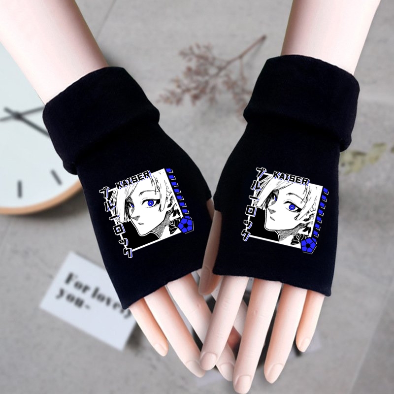 Găng tay len đen BLUE LOCK ver DẬP ĐÈ in hình nhân vật anime chibi thời trang ấm áp xinh xắn