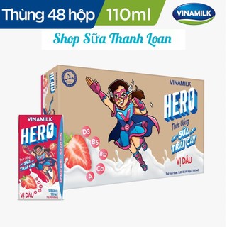 [HSD T12-2024] Thùng 48 Hộp Thức Uống Sữa Trái Cây Hero Vị Dâu 110ml.
