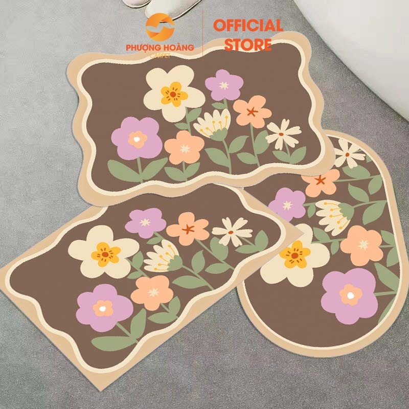 Bộ 3 Thảm Chùi Chân Bali 3 Hình Dạng Khác Nhau Thấm Hút Nước Tốt