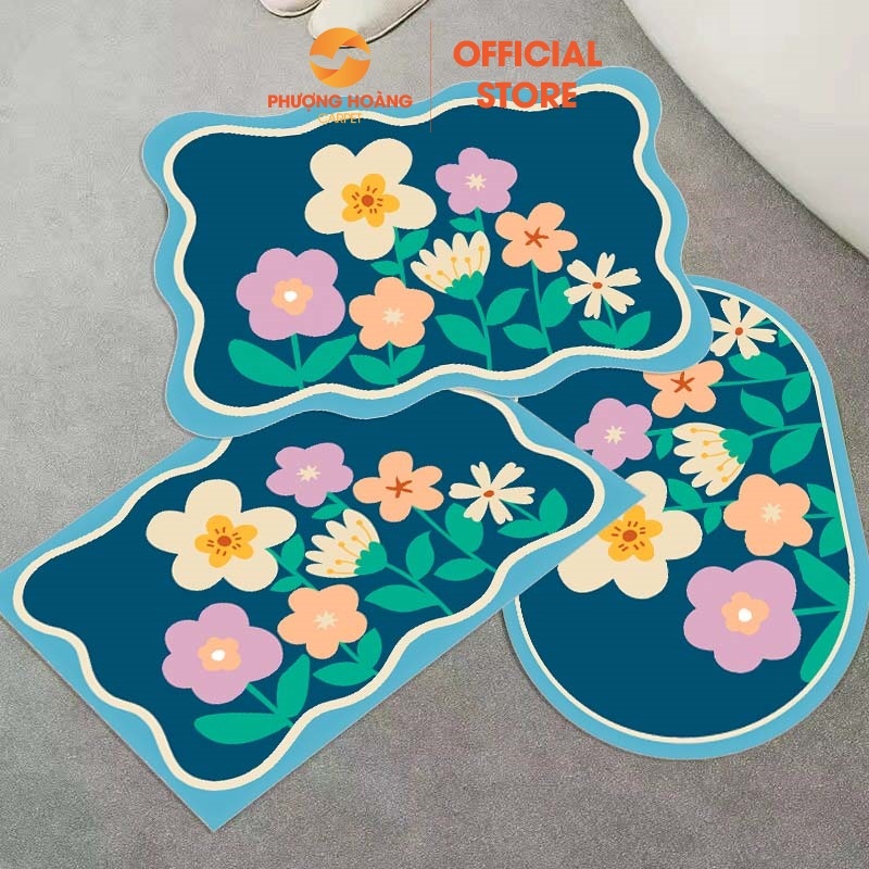 Bộ 3 Thảm Chùi Chân Bali 3 Hình Dạng Khác Nhau Thấm Hút Nước Tốt
