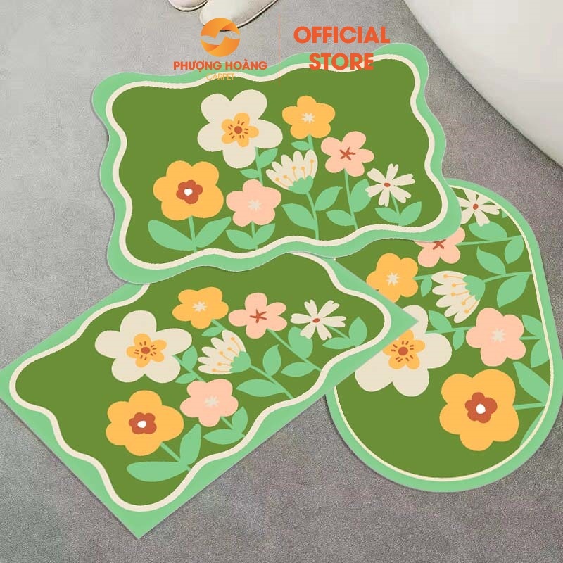 Bộ 3 Thảm Chùi Chân Bali 3 Hình Dạng Khác Nhau Thấm Hút Nước Tốt