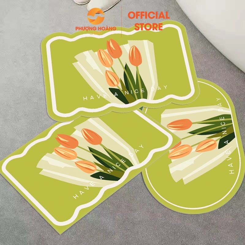 Bộ 3 Thảm Chùi Chân Bali 3 Hình Dạng Khác Nhau Thấm Hút Nước Tốt
