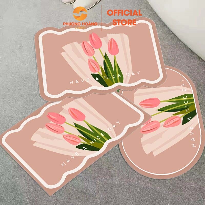 Bộ 3 Thảm Chùi Chân Bali 3 Hình Dạng Khác Nhau Thấm Hút Nước Tốt