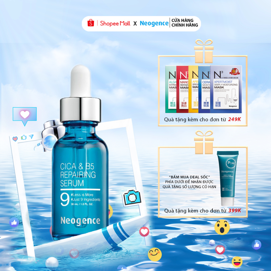 Tinh chất phục hồi dưỡng ẩm da B5 Neogence CICA&B5 Repairing Serum 30ml/ lọ và 6ml/ lọ