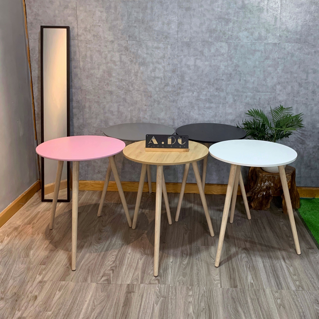 Bàn Ăn Bằng Gỗ Hình Tròn Bàn Cafe Bàn Ăn Vặt Chân Cao