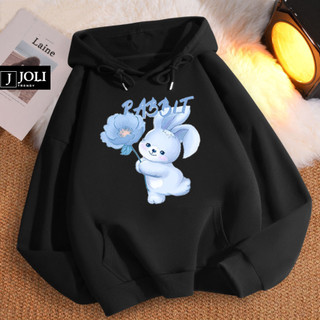 Áo Hoodie Thỏ Xanh Nam Nữ By JOLI Unisex Chất Nỉ Lót Bông Mũ 2 Lớp Form Rộng