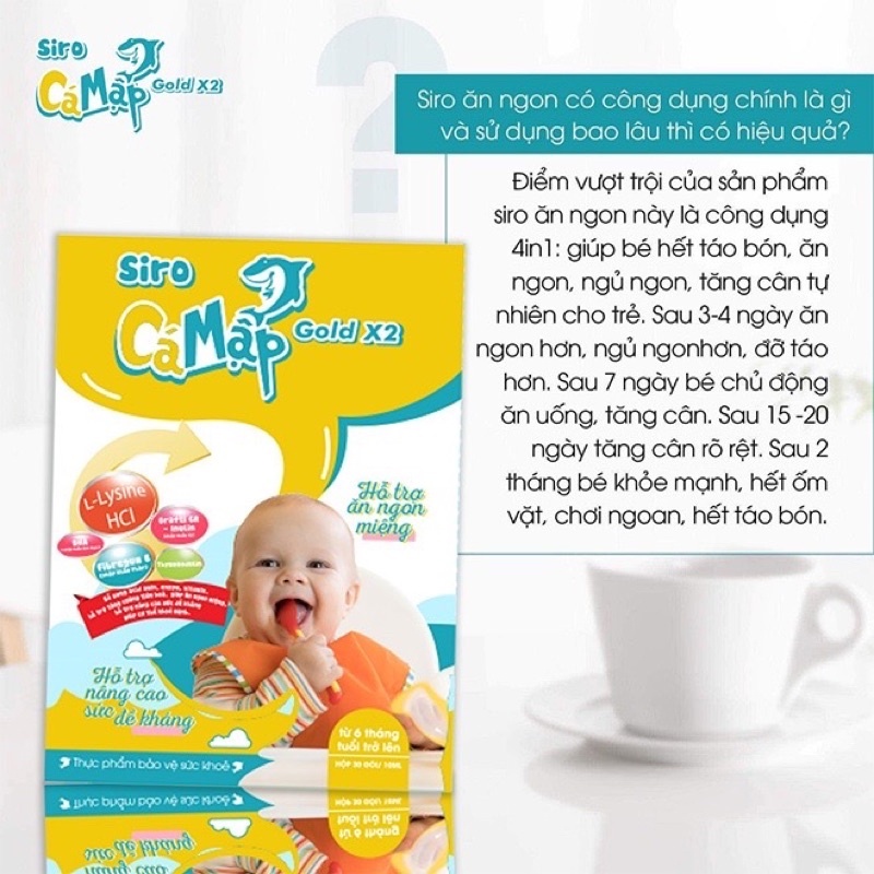 Siro ăn ngon cá mập Gold X2 hộp 30 giúp bé ăn khỏe ngủ ngon, tiêu hóa tốt JAVAKI STORE