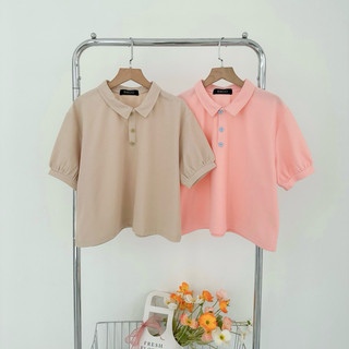 Biboo - áo polo croptop tay phồng form rộng nút áo hoa xinh xắn bloom polo
