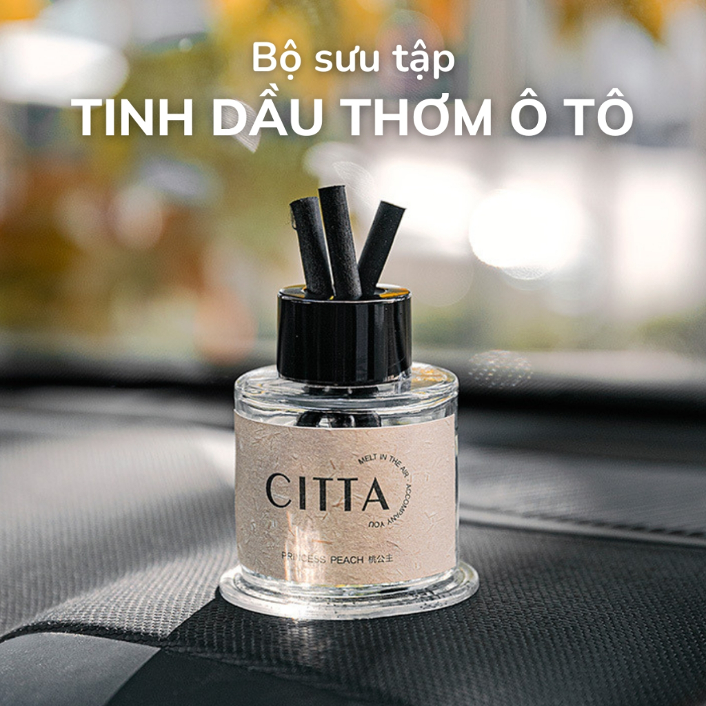 Tinh dầu thơm ô tô Chillme hương nước hoa kèm que gỗ tự khuếch tán có dán chống trượt Citta