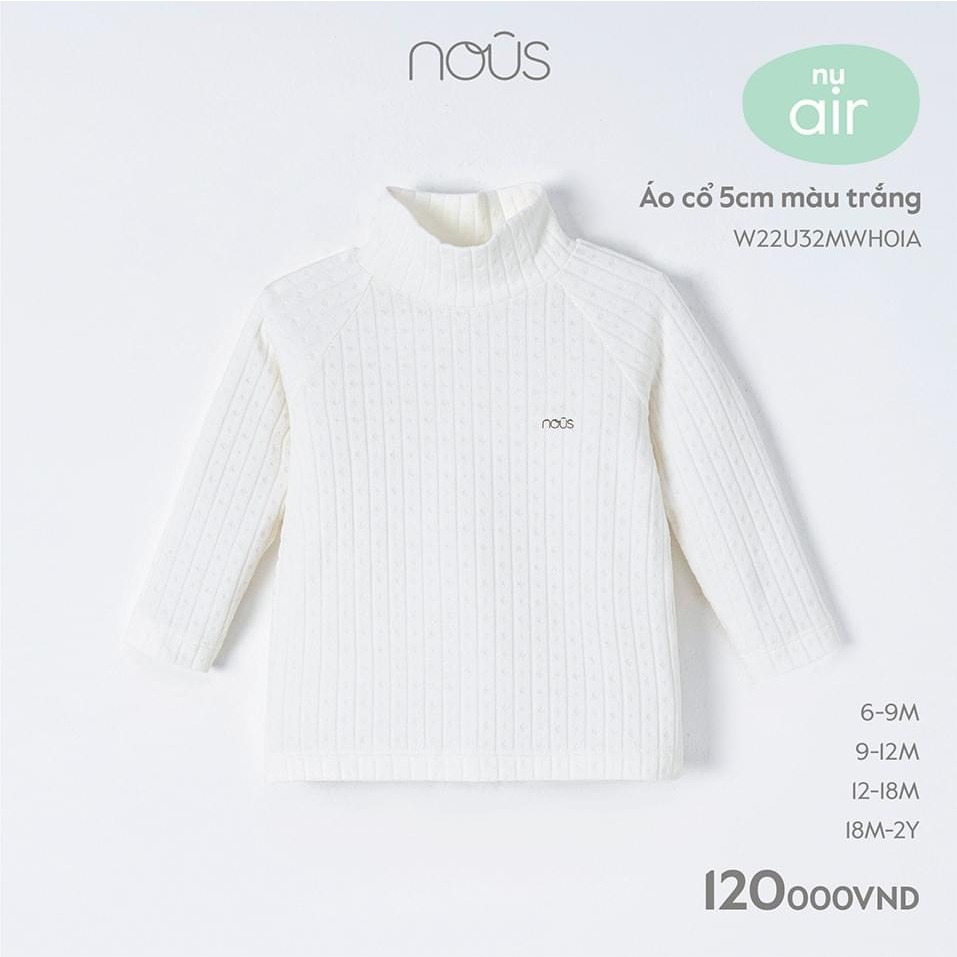 Áo Nous cổ 5cm màu trắng cho bé 6-18M mẫu mới