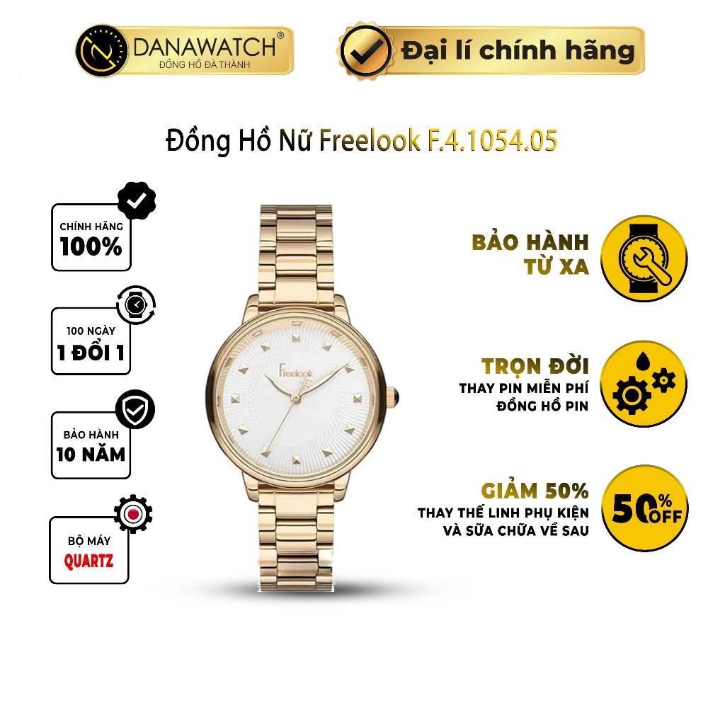 Đồng hồ nữ Freelook F.4.1054.05 dây kim loại mặt tròn cổ điển độ chống nước cao phù hợp quý cô công sở