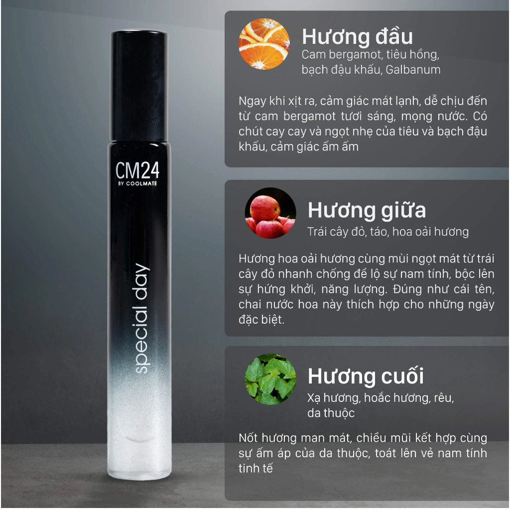 Nước hoa nam CM24 EVERYDAY / ACTIVE DAY / SPECIAL DAY Eau de Parfum 9ml/chai - 3 mùi hương